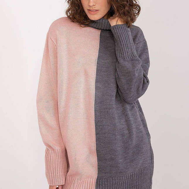 Chic Two-Tone Turtleneck Sweater for Effortless Elegance