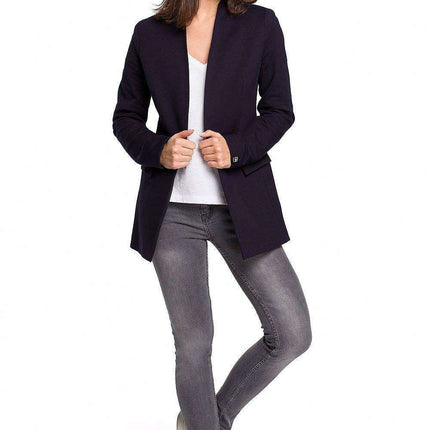 Chic Unbuttoned Cotton Blend Jacket with Functional Flap Pockets - Très Elite