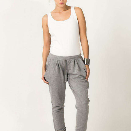 Chic Urban Grey Sweatpants with Ribbed Hem - Tessita 36109 for Ultimate Comfort