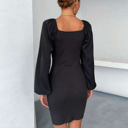 Chic V-Neck Bodycon Dress - Versatile Wardrobe Essential - Très Elite