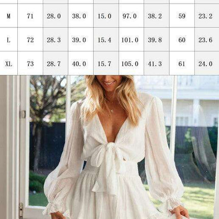 Chic V-Neck Ruffle Knot Mini Dress for Trendsetting Ladies - Très Elite