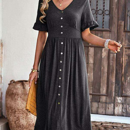 Chic V-Neck Ruffled Skirt: A Harmonious Fusion of Elegance and Comfort