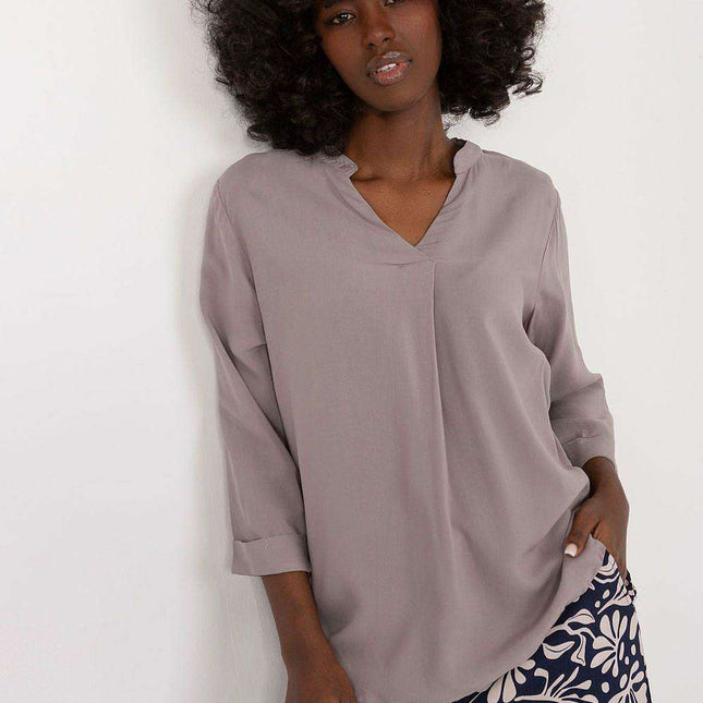 Chic V-Neck Viscose Blouse for Effortless Elegance