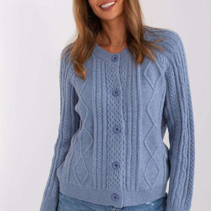 Chic Variegated Knit Cardigan with Button Closure