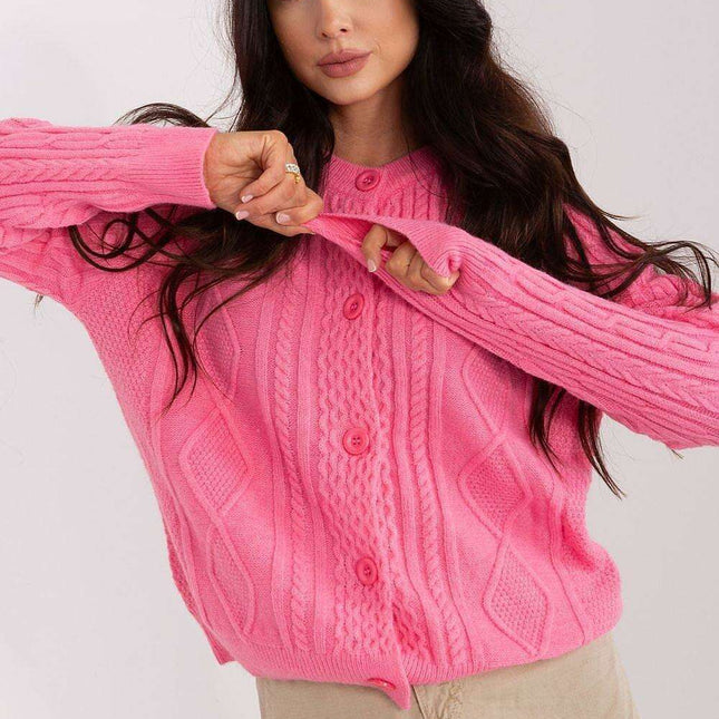 Chic Variegated Knit Cardigan with Button Closure