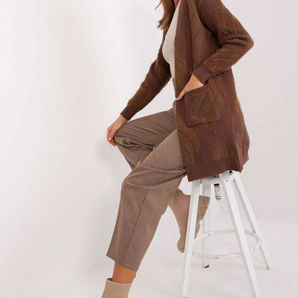 Chic Variegated Long Cardigan with Handy Slip Pockets - Très Elite