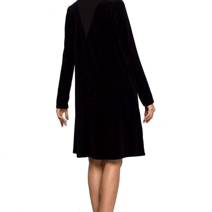 Chic Velour A-Line Dress with Unique Chiffon Back Inset - Très Elite