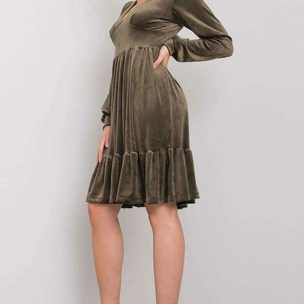 Chic Velour Frill Hem Dress - Très Elite