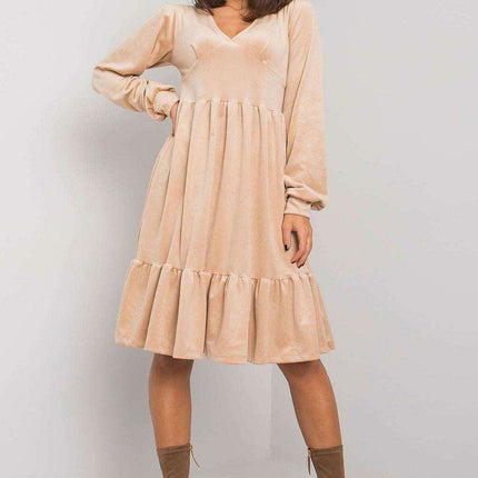 Chic Velour Frill Hem Dress - Très Elite