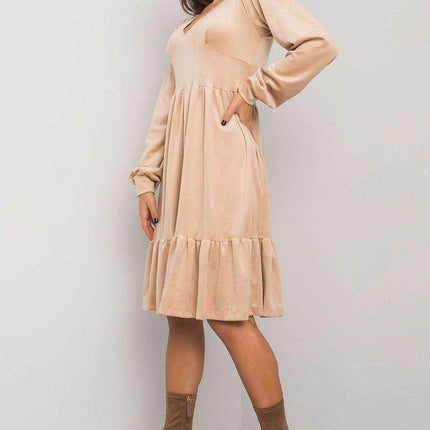 Chic Velour Frill Hem Dress - Très Elite