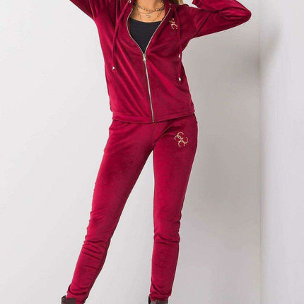 Chic Velour Lounge Set with Zippered Hoodie and Coordinating Trousers - Très Elite