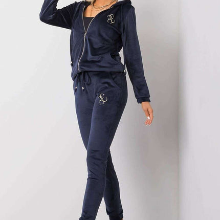 Chic Velour Lounge Set with Zippered Hoodie and Coordinating Trousers - Très Elite