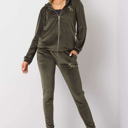 Chic Velour Lounge Set with Zippered Hoodie and Coordinating Trousers - Très Elite