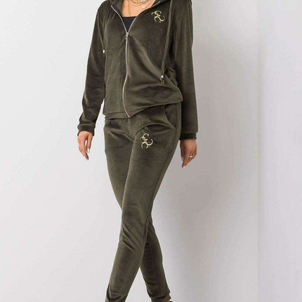 Chic Velour Lounge Set with Zippered Hoodie and Coordinating Trousers - Très Elite