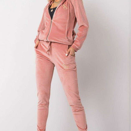 Chic Velour Lounge Set with Zippered Hoodie and Coordinating Trousers - Très Elite