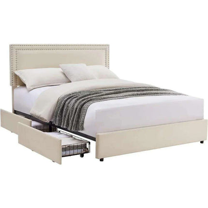 Chic Velvet Storage Bed with Adjustable Headboard and Spacious Drawers- Très Elite- Très Elite