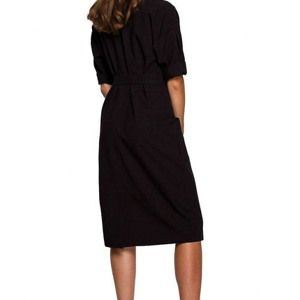 Chic Versatile Dress with Functional Pockets and Adjustable Waist Belt - Très Elite