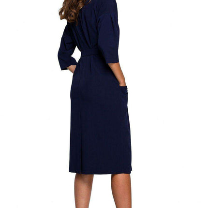 Chic Versatile Dress with Functional Pockets and Adjustable Waist Belt - Très Elite