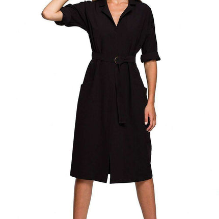 Chic Versatile Dress with Functional Pockets and Adjustable Waist Belt - Très Elite