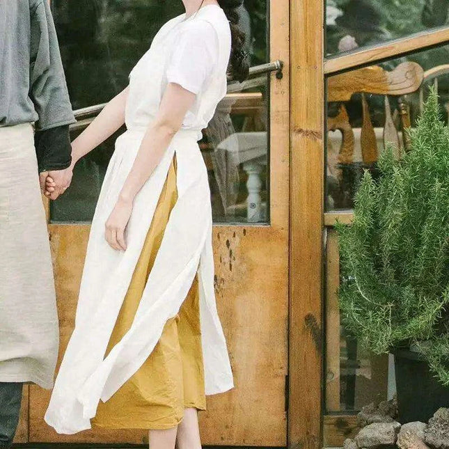 Chic Vintage French Cotton Linen Kitchen Apron