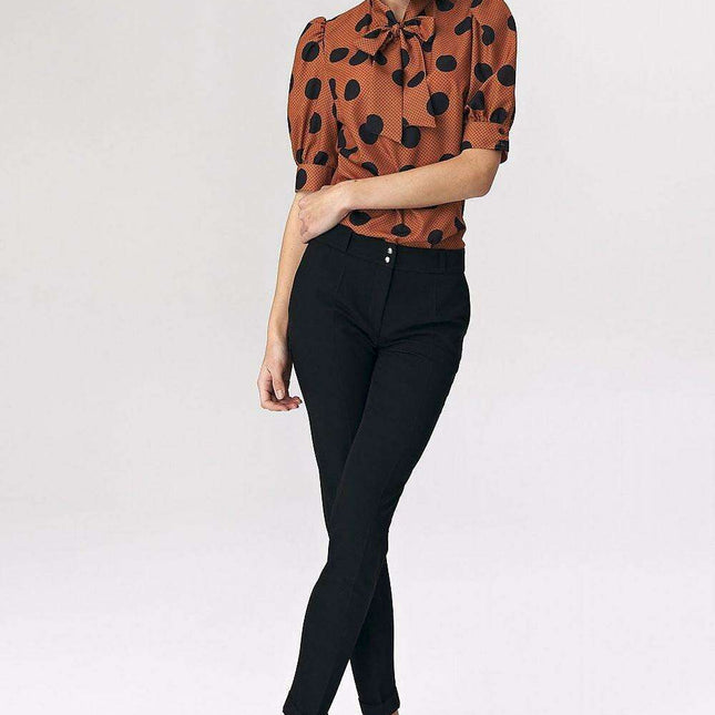 Chic Viscose Blouse With Elbow Sleeves And Stylish Neckline
