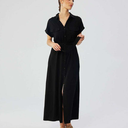Chic Viscose Collared Maxi Dress