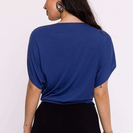 Chic Viscose Knit Blouse with Pleated Detailing - Très Elite