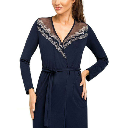 Chic Viscose Robe with Tulle and Embroidery Detail - Très Elite