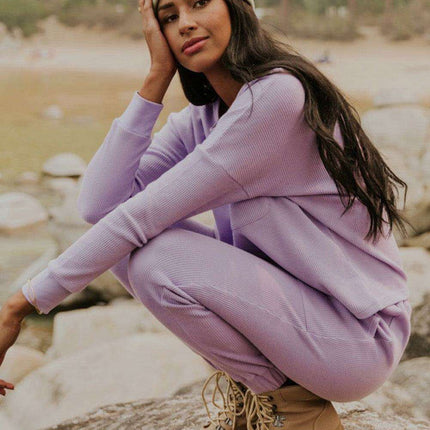 Chic Waffle Knit Lounge Ensemble for Ultimate Comfort - Très Elite