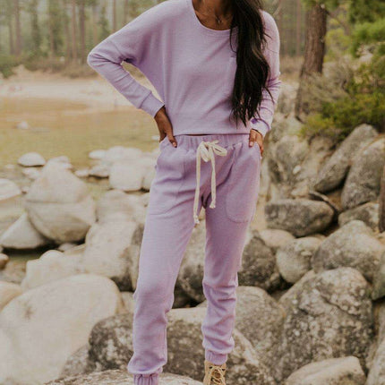 Chic Waffle Knit Lounge Ensemble for Ultimate Comfort - Très Elite