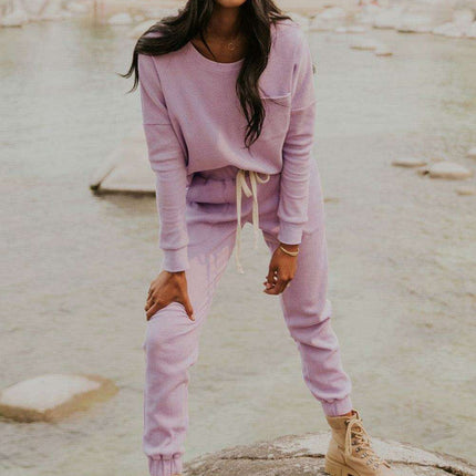 Chic Waffle Knit Lounge Ensemble for Ultimate Comfort - Très Elite