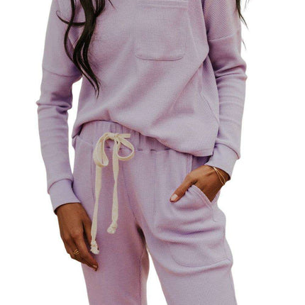 Chic Waffle Knit Lounge Ensemble for Ultimate Comfort - Très Elite