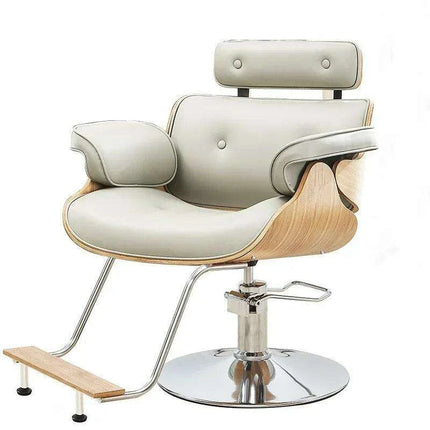 Chic Walnut Leather Adjustable Salon Styling Chair- Très Elite- Très Elite