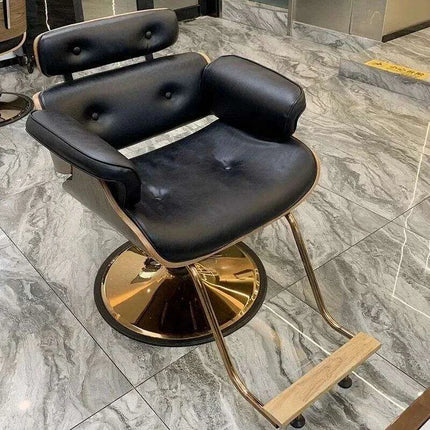 Chic Walnut Leather Adjustable Salon Styling Chair - Très Elite