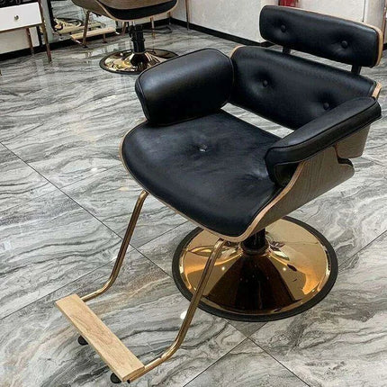 Chic Walnut Leather Adjustable Salon Styling Chair - Très Elite