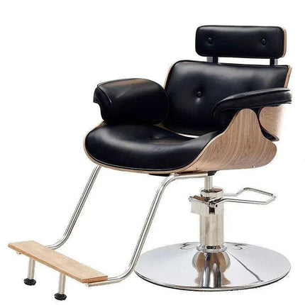 Chic Walnut Leather Adjustable Salon Styling Chair..