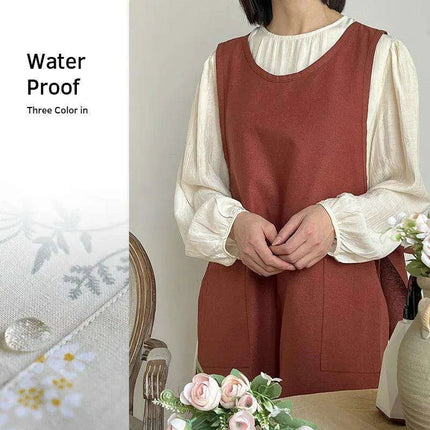 Chic Waterproof Apron for Culinary and Gardening Mastery - Adjustable Cotton-Linen Blend - Très Elite