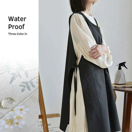Chic Waterproof Apron for Culinary and Gardening Mastery - Adjustable Cotton-Linen Blend - Très Elite
