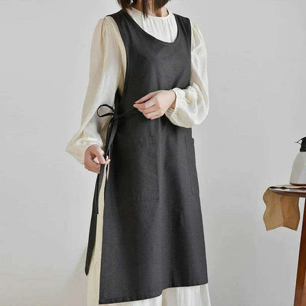 Chic Waterproof Apron for Culinary and Gardening Mastery - Adjustable Cotton-Linen Blend - Très Elite
