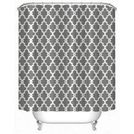 Chic Waterproof Geometric Shower Curtain Set with 12 Hooks - Très Elite