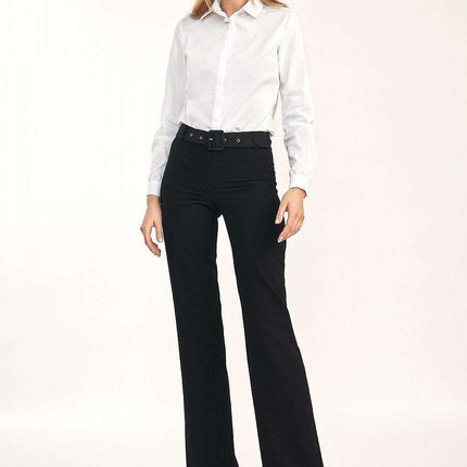 Chic White Cotton Blend Slim Fit Shirt With Modern Collar - Très Elite