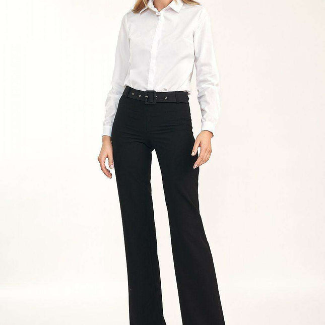 Chic White Cotton Blend Slim Fit Shirt With Modern Collar - Très Elite
