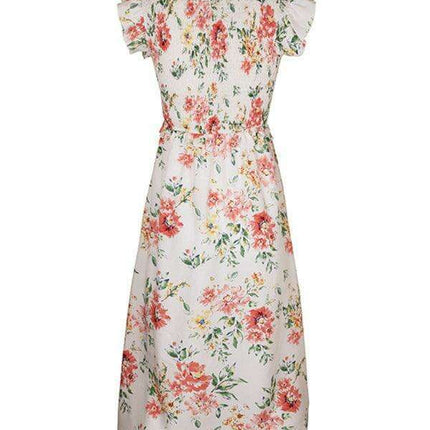 Chic White Floral Ruffled Sleeveless Dress - Perfect for Summer Outings - Très Elite