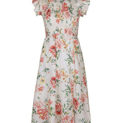 Chic White Floral Ruffled Sleeveless Dress - Perfect for Summer Outings - Très Elite