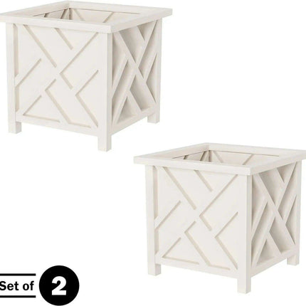 Chic White Lattice Planter Set for an Exquisite Outdoor Transformation - Très Elite