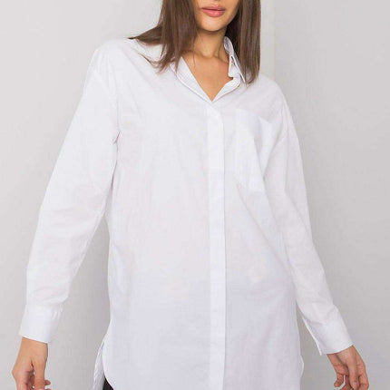 Chic White Long Sleeve Button-Up Shirt for Women - Très Elite