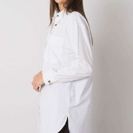 Chic White Long Sleeve Button-Up Shirt for Women - Très Elite
