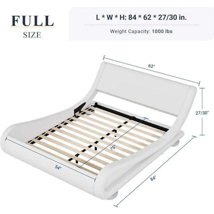Chic White PU Leather Full-Size Bed Frame with Adjustable Sleigh Headboard for Ultimate Comfort- Très Elite- Très Elite