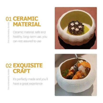 Chic White Sea Urchin Ceramic Dipping Bowl - Essential Dining Accessory - Très Elite