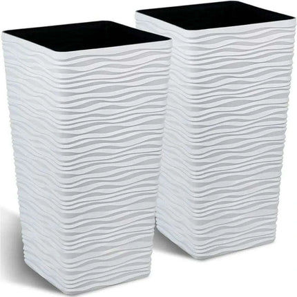 Chic White Square Planter Set - Stylish Addition for Any Space..